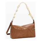 Bolso Para Mujer Con Bordado Mod.26saxp Marca Desigual® Chocolate Bordado Níquel Beige