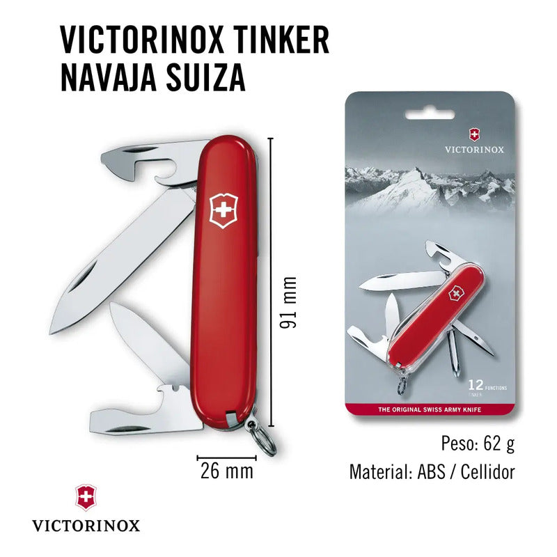 Navaja De Bolsillo 1.4603 Tinker 12 Funciones Victorinox® Rojo