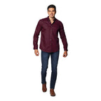 Camisa Para Hombre Manga Larga Mod.b35112 Marca Bobois® Bordó Rayas 2xg