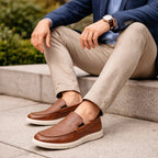 Mocasín Casual Para Hombre 100% Piel Mod.423805 Marca Flexi® Marrón Lisa 26,5 Mx