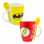Taza De Porcelana 2pz Con Cuchara Diseño Animado 310ml