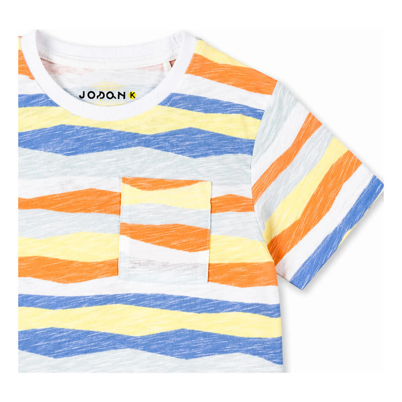 Playera Casual Rayada De Algodón Mod.lkbapo303 Marca Losan® Multicolor Rayas 5 Años Lisa
