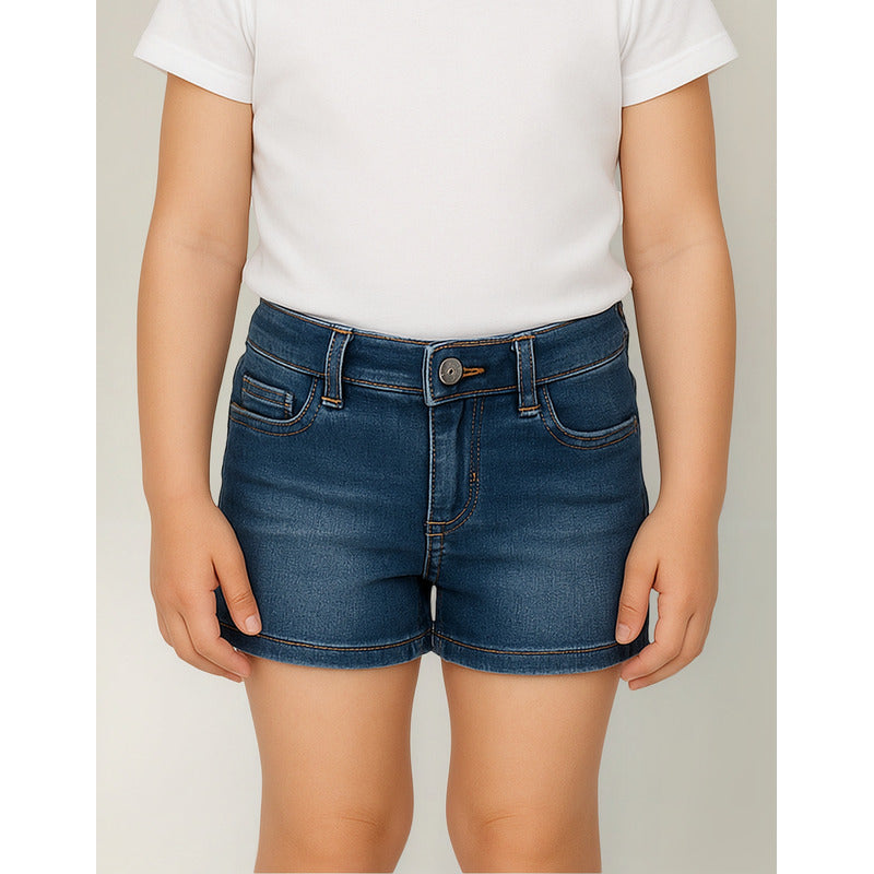 Short Casual Para Niña Mod.236 Marca Mayoral® Azul Acero Lisa 7