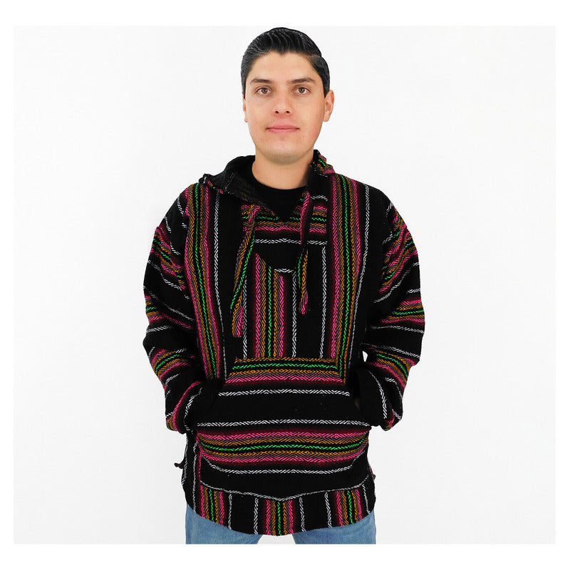 Suéter Poncho Canguro Artesanal Hoodie Acrilico Colores