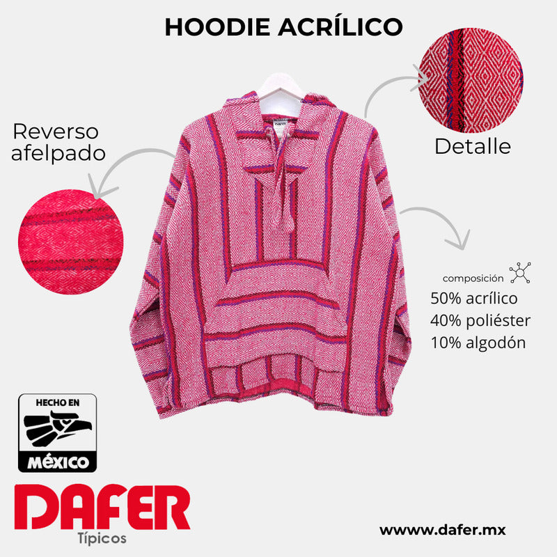 Suéter Poncho Canguro Artesanal Hoodie Acrilico Colores