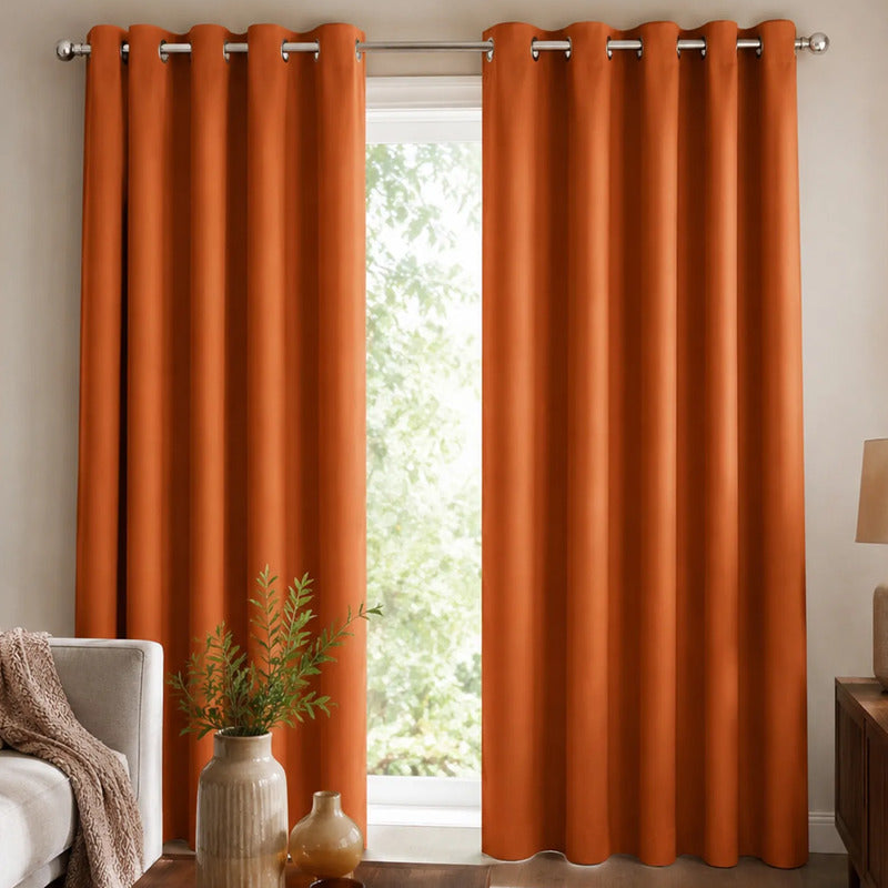 Set De Cortinas Blackout 2pz 1.37 X 2.13mts Luna® Naranja
