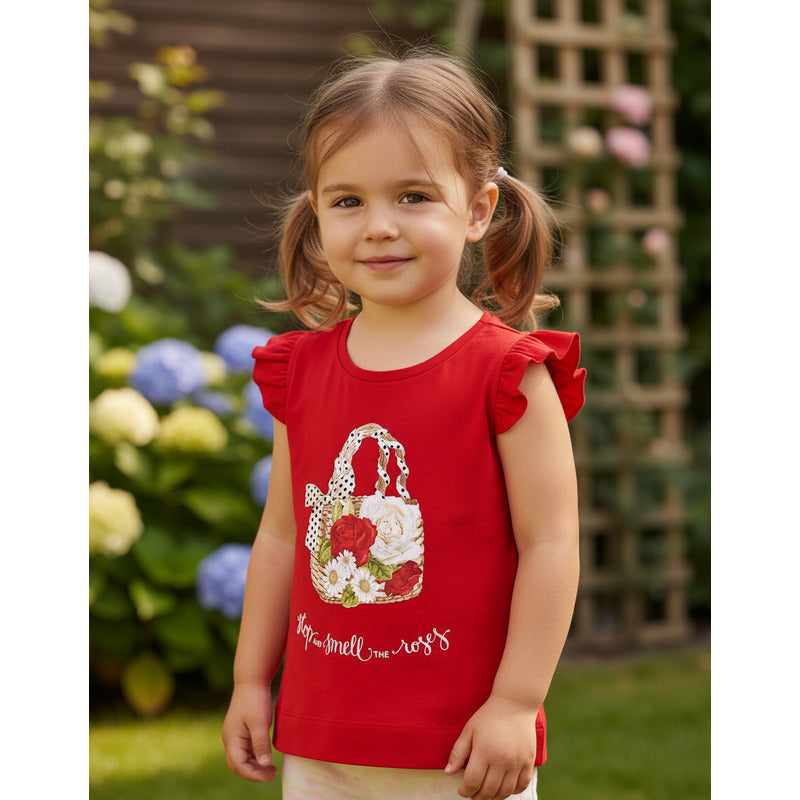 Blusa Para Niña Manga Corta Con Estampado Marca Mayoral®