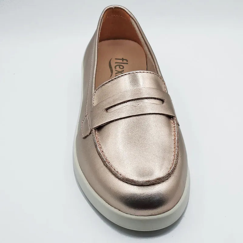 Mocasín Casual Para Dama Estilo 140601 Marca Flexi® Oro Rosa 23.5 Mx