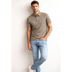 Playera Pola Para Hombre Casual Jacquard Stretch Bobois® Beige G Jacquard