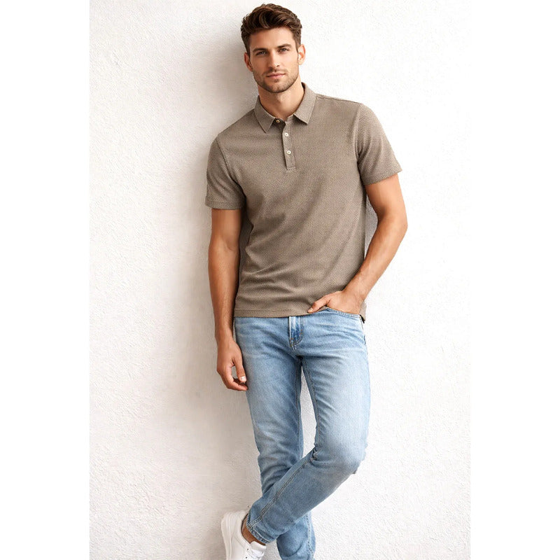 Playera Pola Para Hombre Casual Jacquard Stretch Bobois® Beige Xg Jacquard