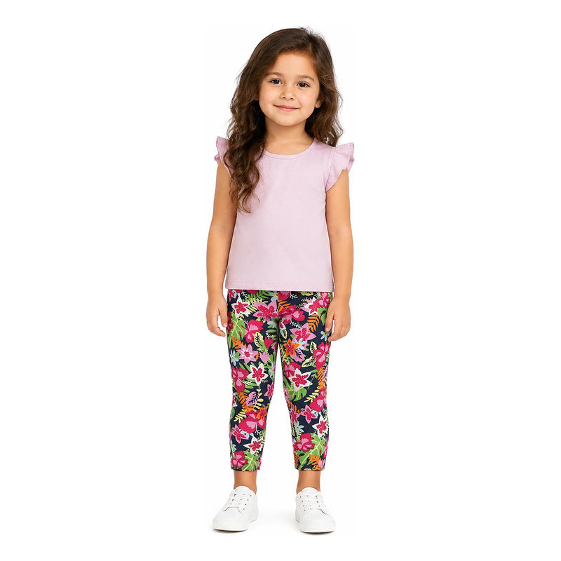 Leggins Corto Para Niña Mod.016-6005al Marca Losan® Multicolor Floreado 5 Años