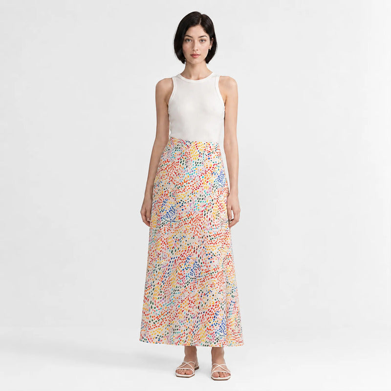 Falda Midi Para Mujer Mod.4138pu Marca Exotica® Multicolor Lunares G