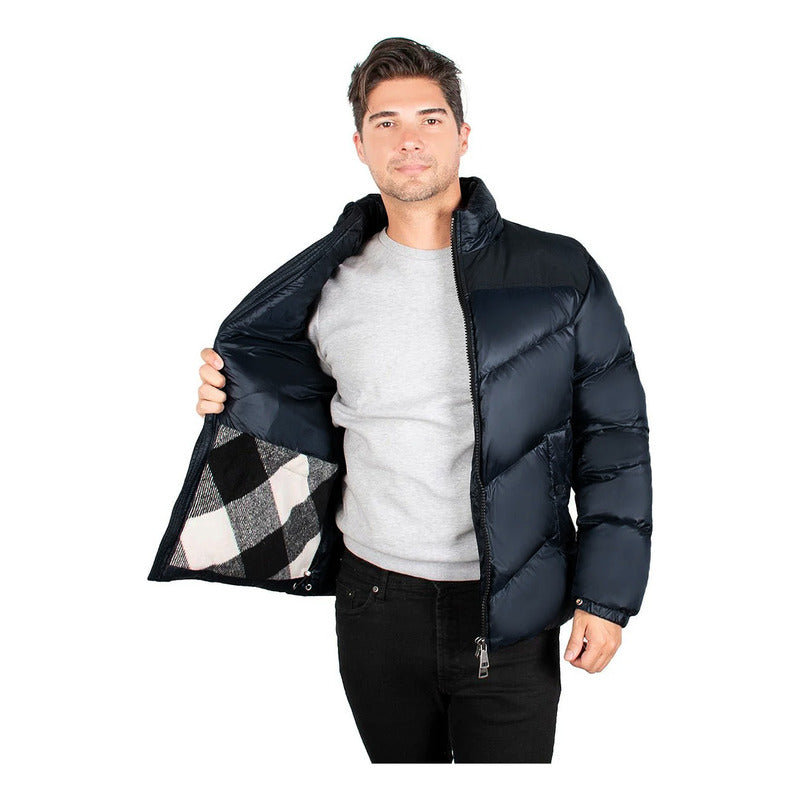 Chamarra Acolchada De Pluma Mod. Cw83-pol8757 Greenlander® Marino Ch Geométrico