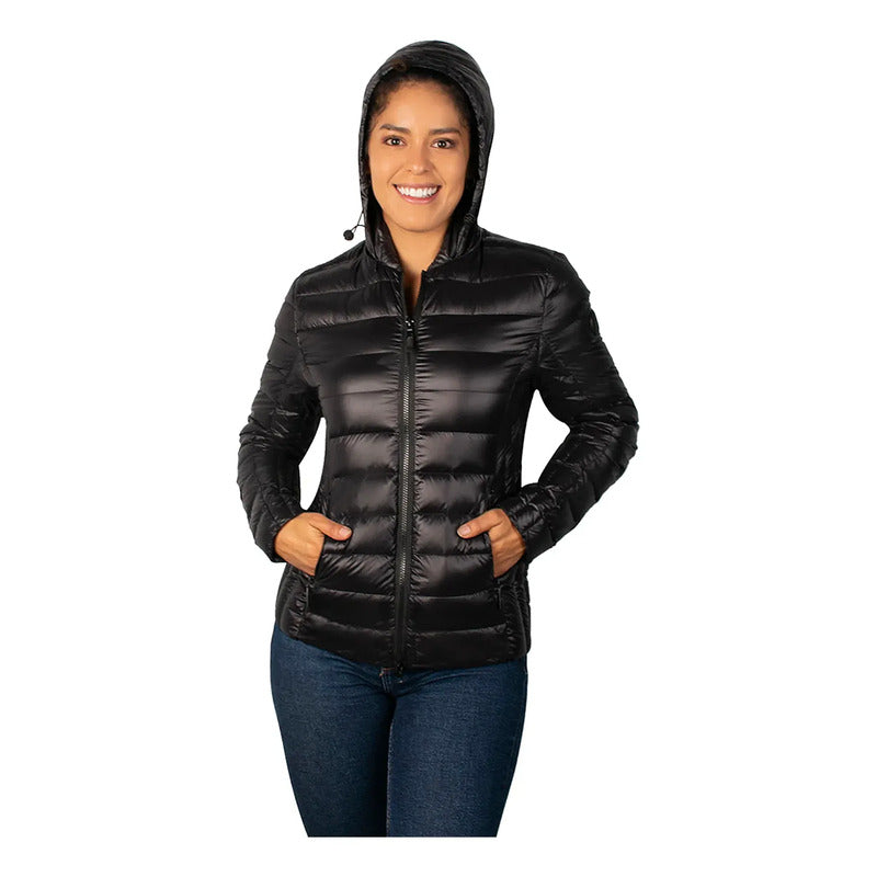 Chamarra Capitonada Mod.dw86-pol7096 De Pluma Greenlander® Negro M Lisa