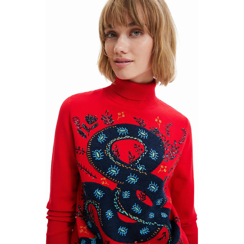 Suéter Casual Para Mujer Estampado Original Marca Desigual® Multicolor 22wwjf20