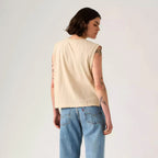 Playera Boxy Tank Para Dama Mod. 001mw0004 Marca Levis® Beige Rodep Xch Estampa Localizada