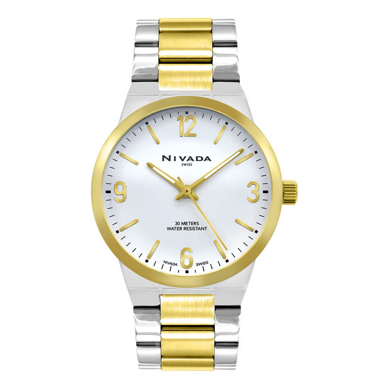 Reloj Corporate Para Hombre Np22391mbicba Nivada Swiss® Plateado Dorado Blanco