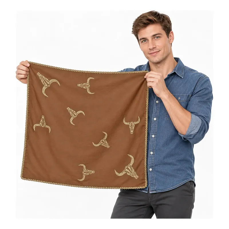 Pañuelo Multiusos Ligero Diseño Tradicional 55x55cm Marrón Toros Unitalla