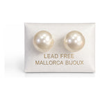 Aretes Elegantes De Perla Redonda Para Mujer Bisutería Fina Crema