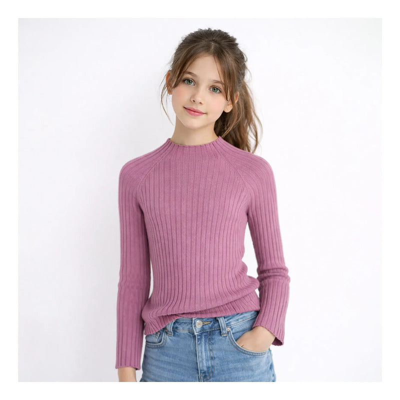 Blusa Cuello Alto Para Niña Mod.7001 Marca Mayoral® Malva Rayas 14 Años