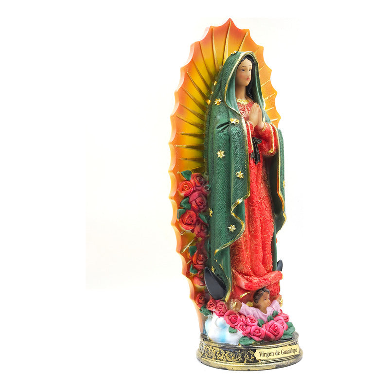 Imagen Religiosa De Resina Virgen De Guadalupe 30cm Multicolor