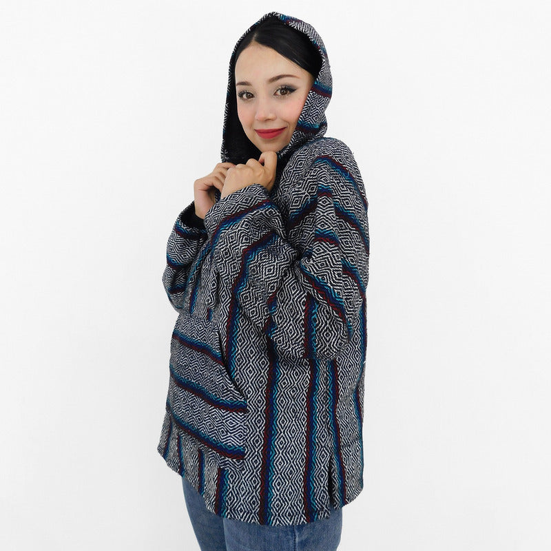 Suéter Poncho Canguro Artesanal Hoodie Acrilico Colores