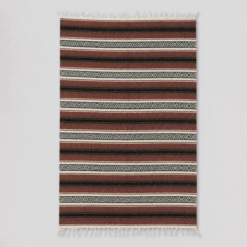 Falsa Artesanal 1.90m X 1.20m Cobija Multiusos Mexicana Geométrico 1 Kg Marrón Oscuro