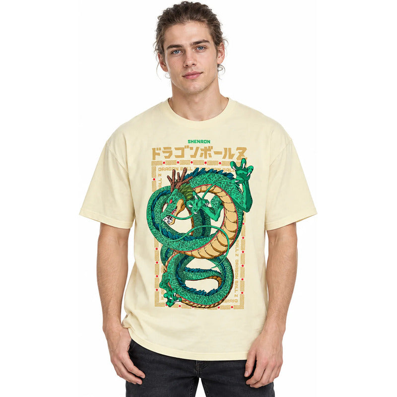 Playera Oversize Fit Hombre Dragon Ball Z Mascara De Latex® Beige Sheron G Lisa