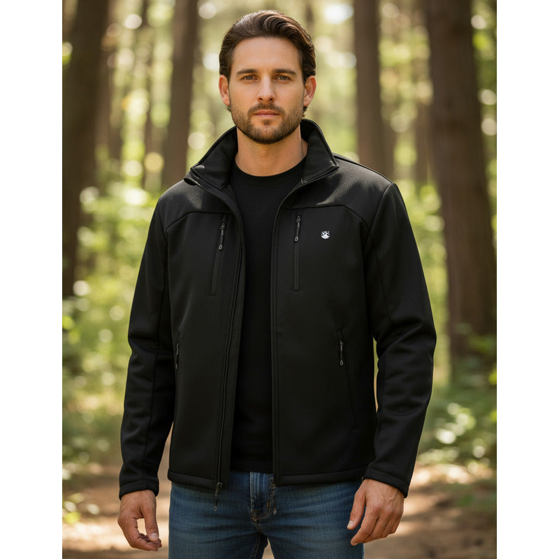 Chamarra Cuello Alto Para Hombre Cw86-pol7048 Greenlander® Negro Ch Liso