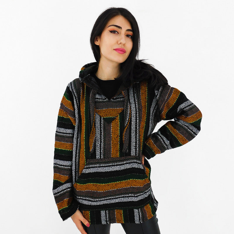 Suéter Poncho Canguro Artesanal Hoodie Acrilico Colores