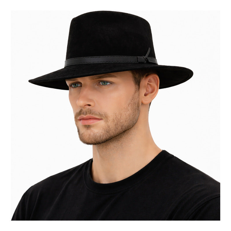 Sombrero Unisex Estilo Fedora De Gamuza Elegante Y Atemporal