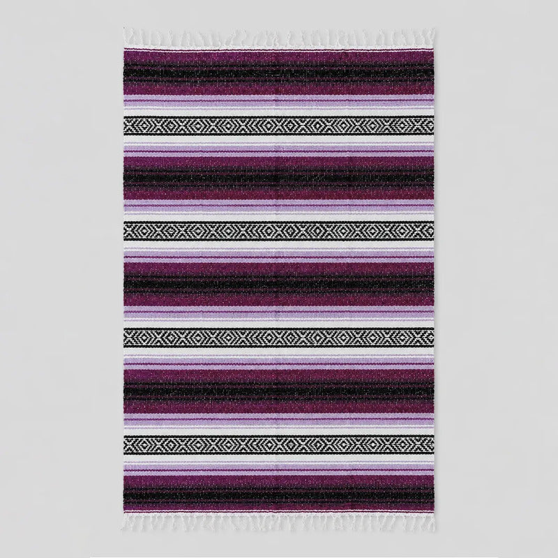 Falsa Artesanal 1.90m X 1.20m Cobija Multiusos Mexicana Geométrico 1 Kg Violeta