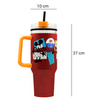 Termo Doble Pared Con Asa Y Popote 1.2 L Diseños Animados