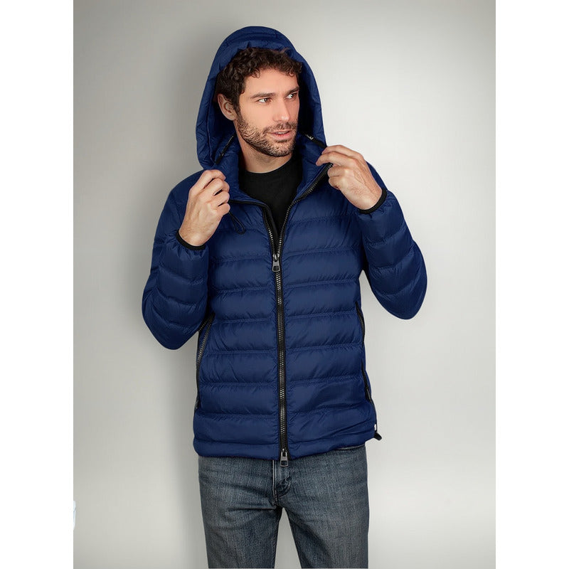 Chamarra De Pluma Acolchada Mod. Cw83-pol8759 Greenlander® Azul G Capitonado