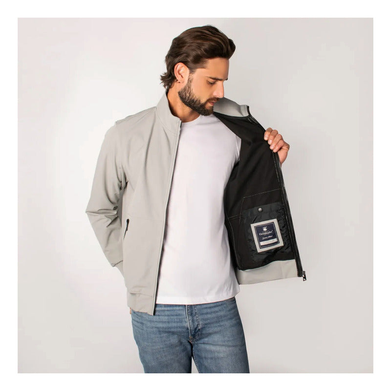 Chamarra Ligera Tipo Bomber Cw89-pol8728 Greenlander® Gris Claro Ch Lisa