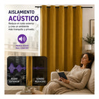 Set De Cortinas Blackout  Impermeables 1.37 X 2.13mts Luna® Mostaza