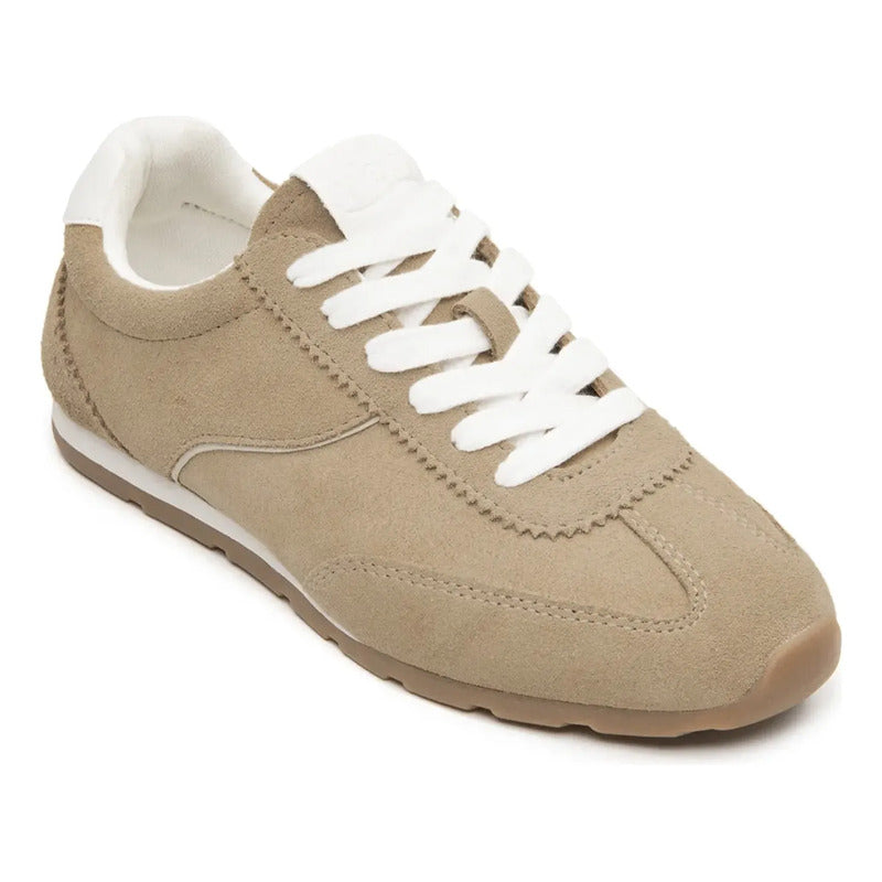 Tenis De Gamuza Para Mujer Mod. 140304 Marca Flexi® Marrón Claro Gamuza 25.5 Mx