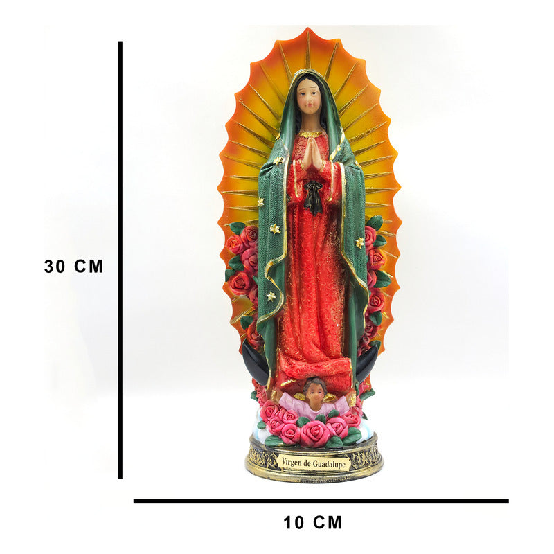 Imagen Religiosa De Resina Virgen De Guadalupe 30cm Multicolor