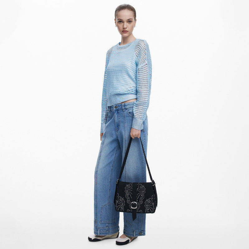 Bolso Cruzado Efecto Piel Tachuelas 25waxpbh/2000 Desigual® Negro Lisa Níquel