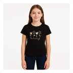 Playera Casual Para Niña Mod.854 Marca Mayoral® Negro Flores 14 Estampa Localizada