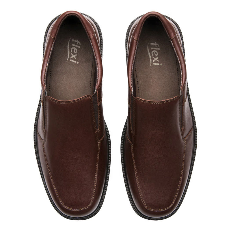 Zapato Conford Para Hombre Mod.419602 Marca Flexi® Marrón Oscuro Lisa 28 Mx