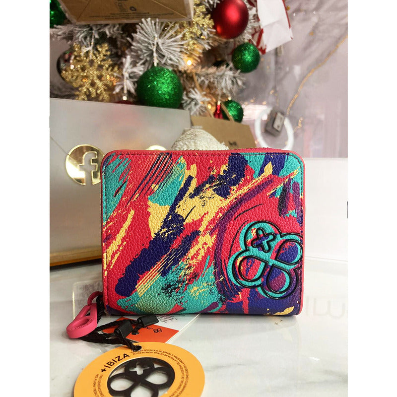 Cartera Juvenil Para Dama Mod. Ji 605 Marca Jaime Ibiza® Multicolor Abstracto