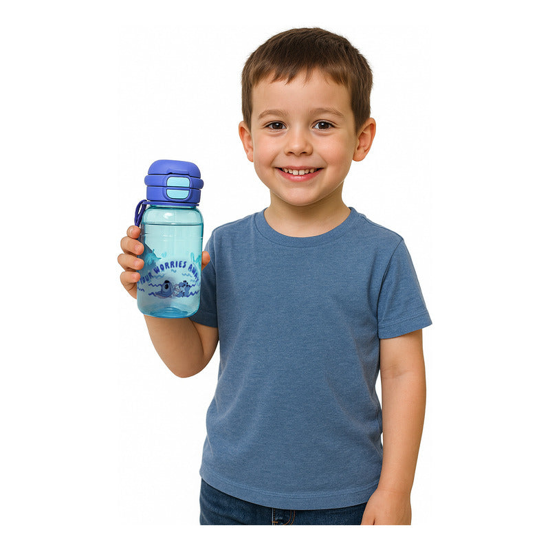 Botella 2 En 1 Tapa De Boquilla Y Popote Con Asa 650ml