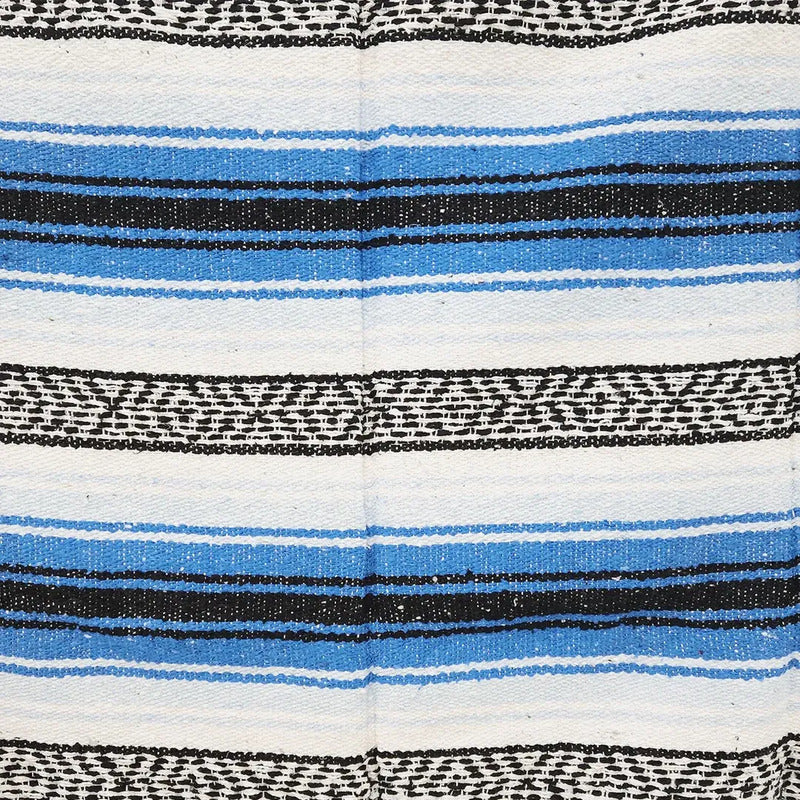 Falsa Artesanal 1.90m X 1.20m Cobija Multiusos Mexicana Geométrico 1 Kg Azul Claro