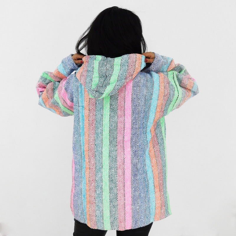 Suéter Poncho Canguro Artesanal Hoodie Acrilico Colores