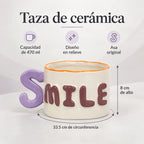 Taza Tarro De Cerámica Con Relieve Asa Con Forma Multicolor Smile 1784-45