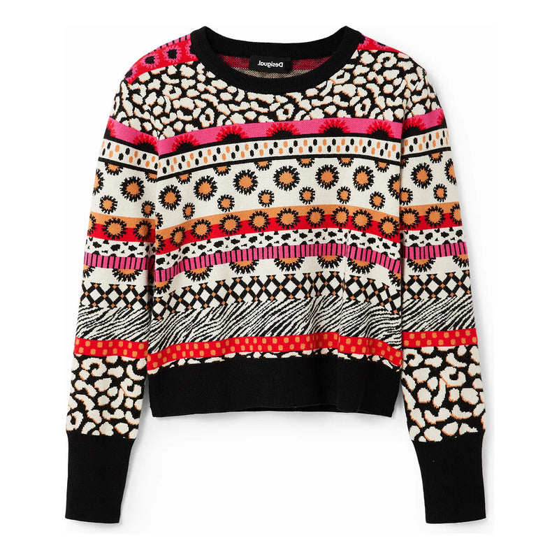 Suéter Casual Para Mujer Estampado Original Marca Desigual® Multicolor 23wwjf49