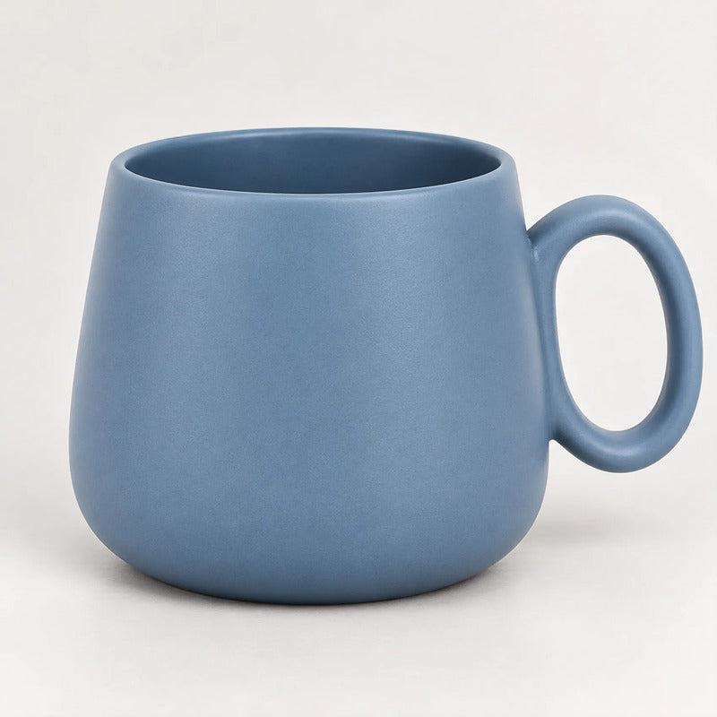 Taza Tarro De Cerámica 600ml Con Asa Diseño Minimalista Azul 2415-5676 Liso