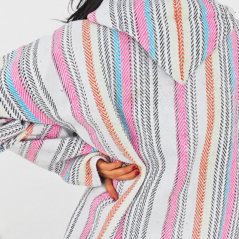 Suéter Poncho Canguro Artesanal Hoodie Acrilico Colores