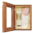 Set Para Bautizo Vela+concha+toalla+caja De Madera